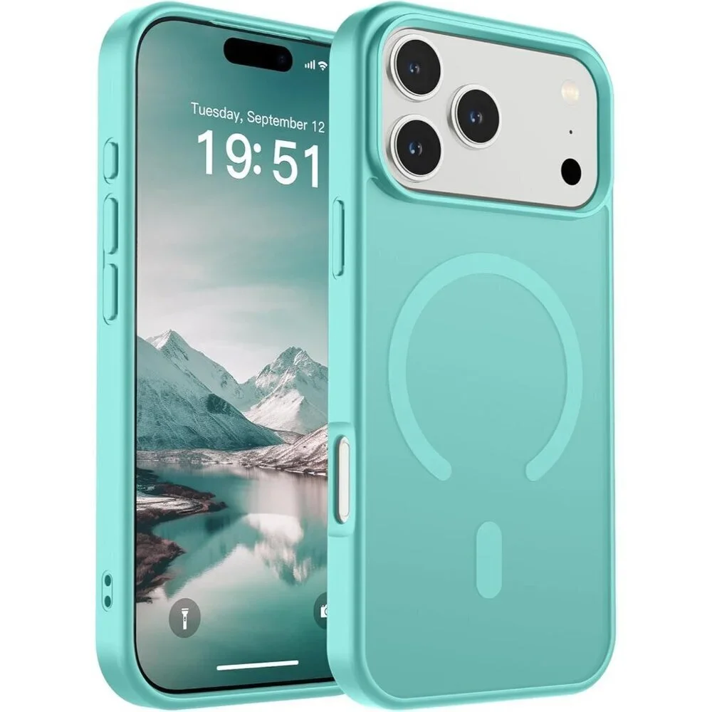 Blue Green I-phone 17 Pro Max Case Compatible Mag Safe Matte Shockproof